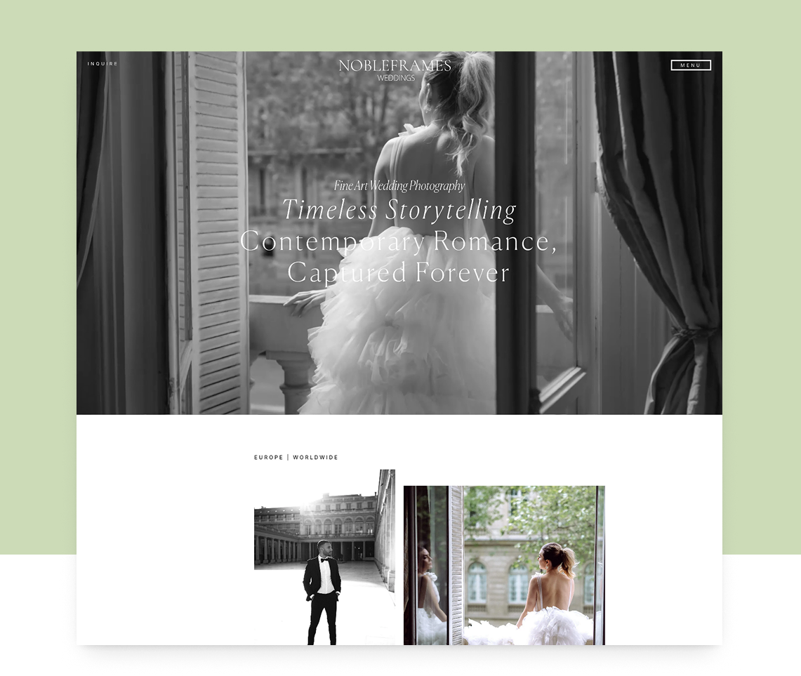 WordPress-Website für den Hochzeitsfotografen Nobleframes mit responsivem Portfolio