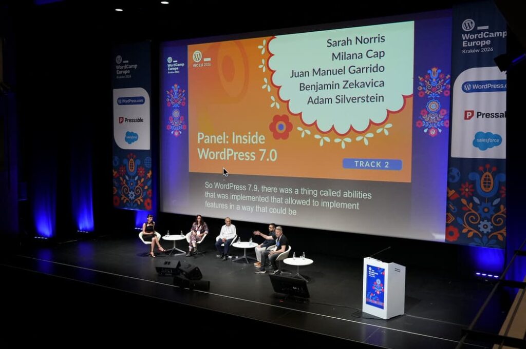 Panel Inside WordPress 7.0 beim WordCamp Europe 2026 in Krakau